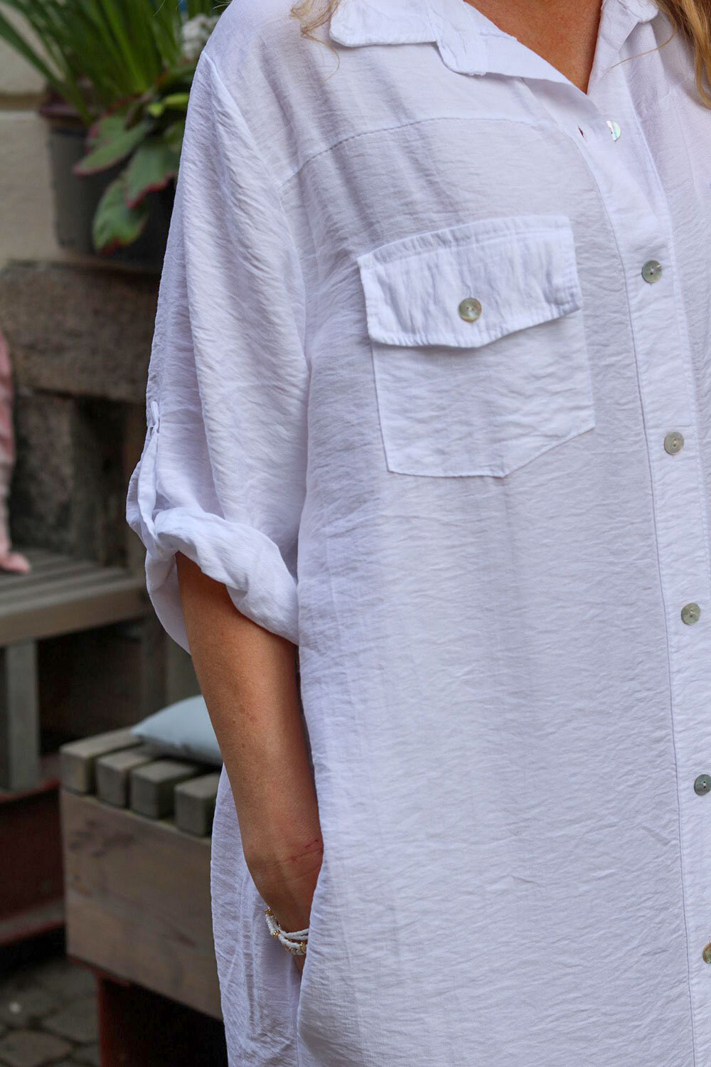 Abbie - Shirt Dress - White