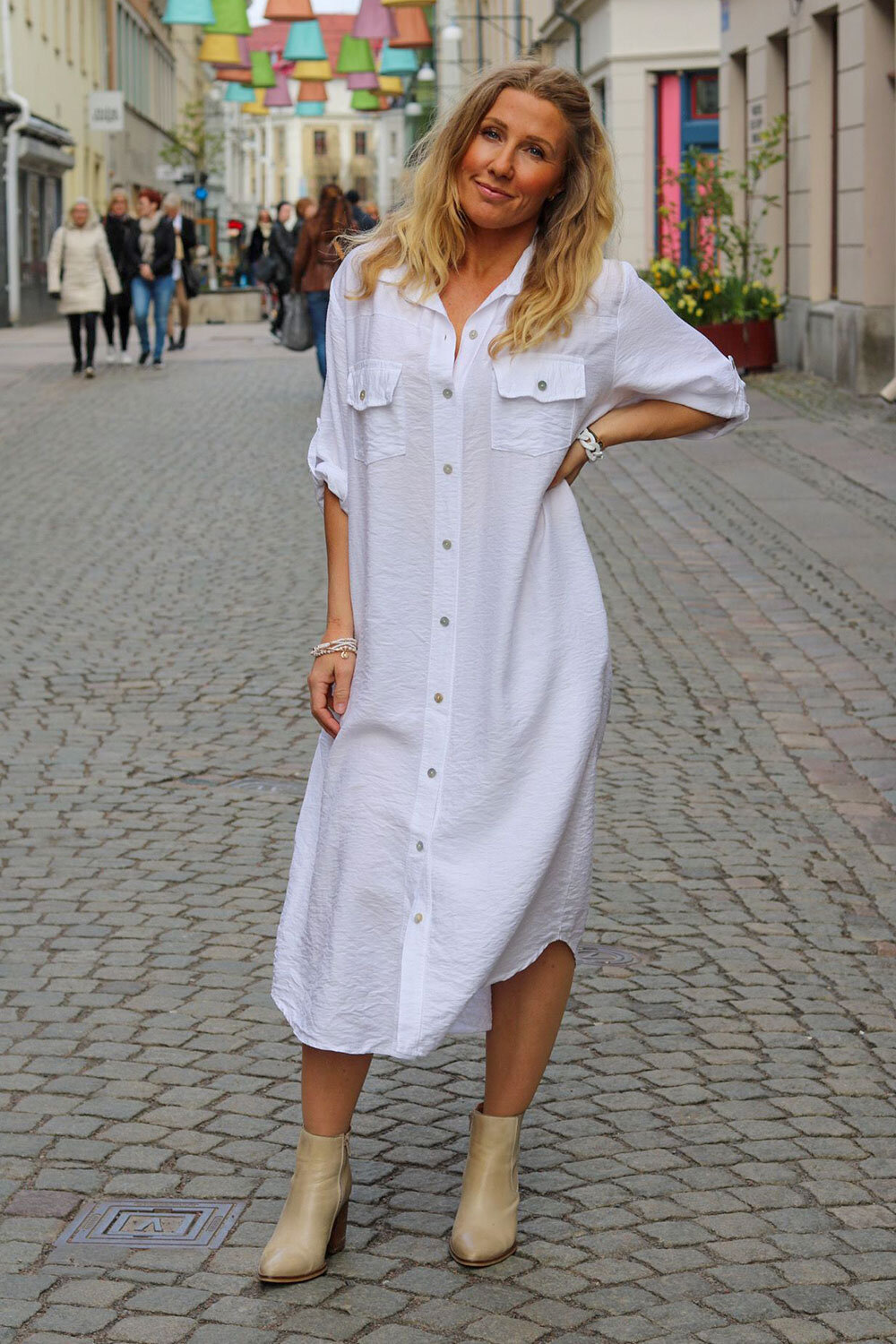 Abbie - Shirt Dress - White