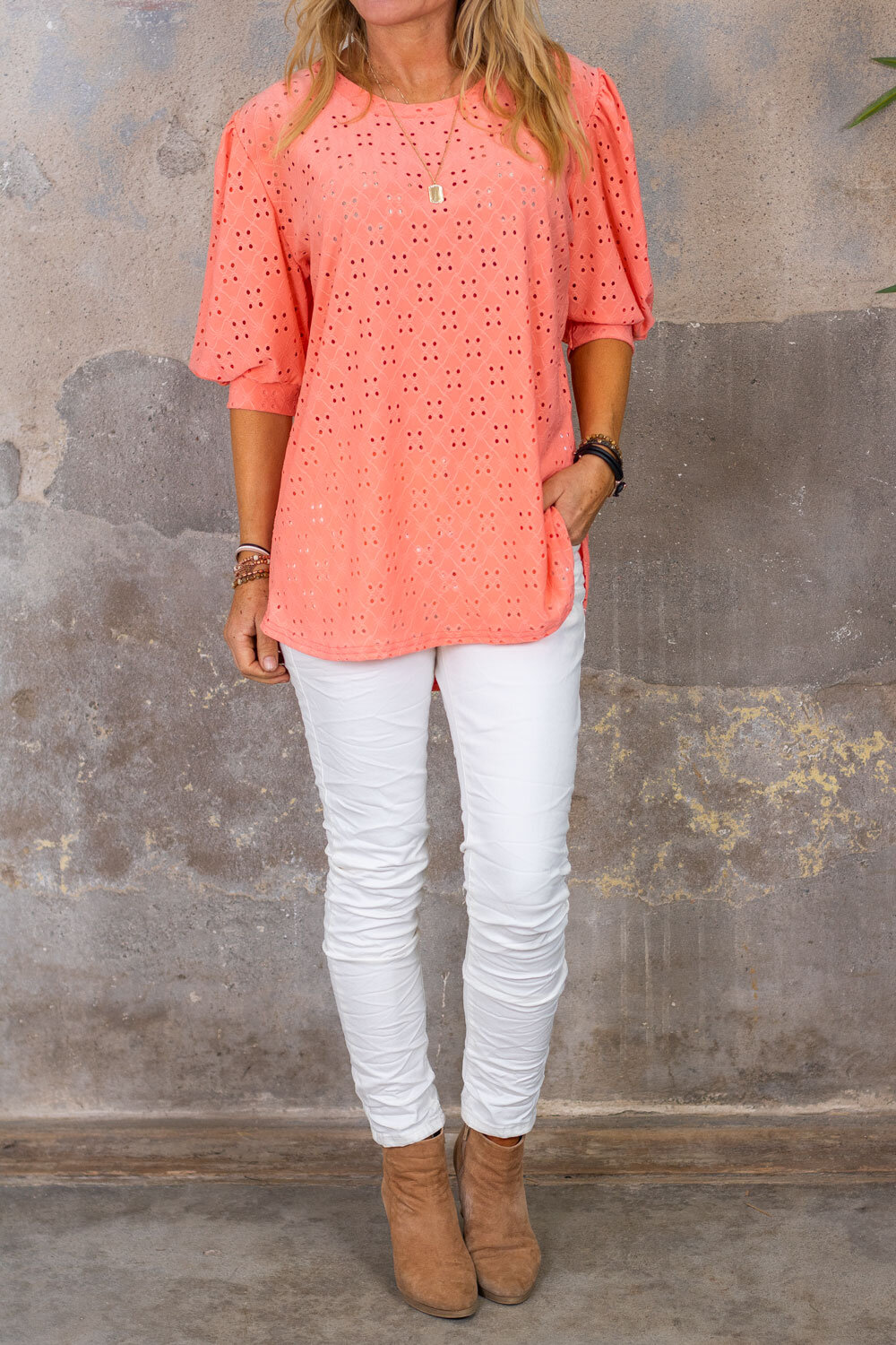 Abigail top - Lace pattern - Corall
