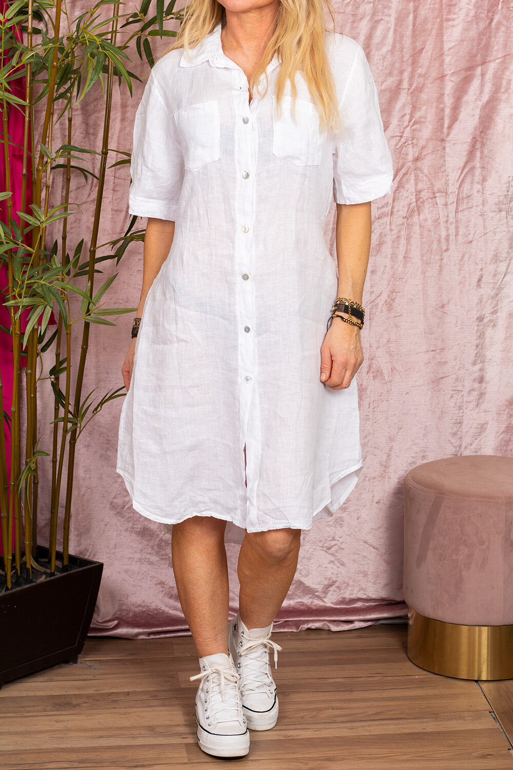 Amber linen dress - White