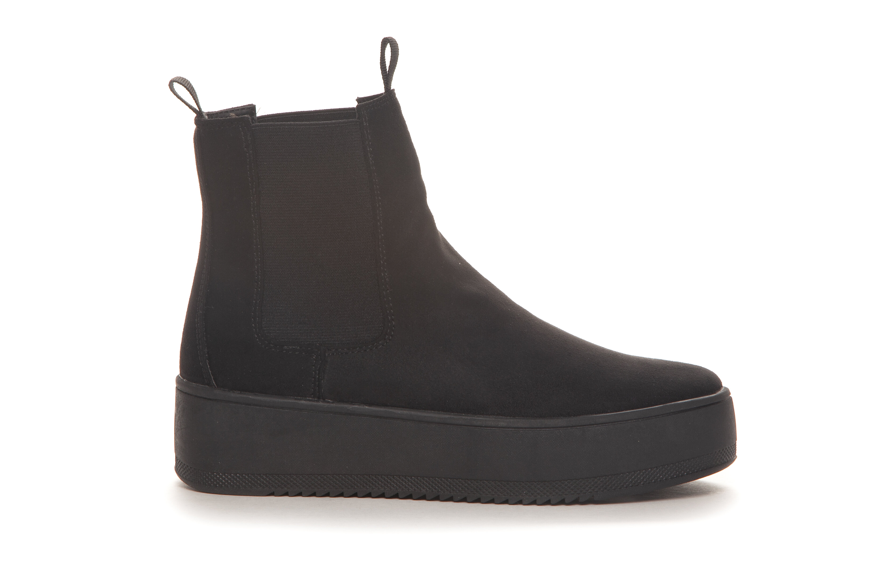 Ankle boots in suede imitation -Black