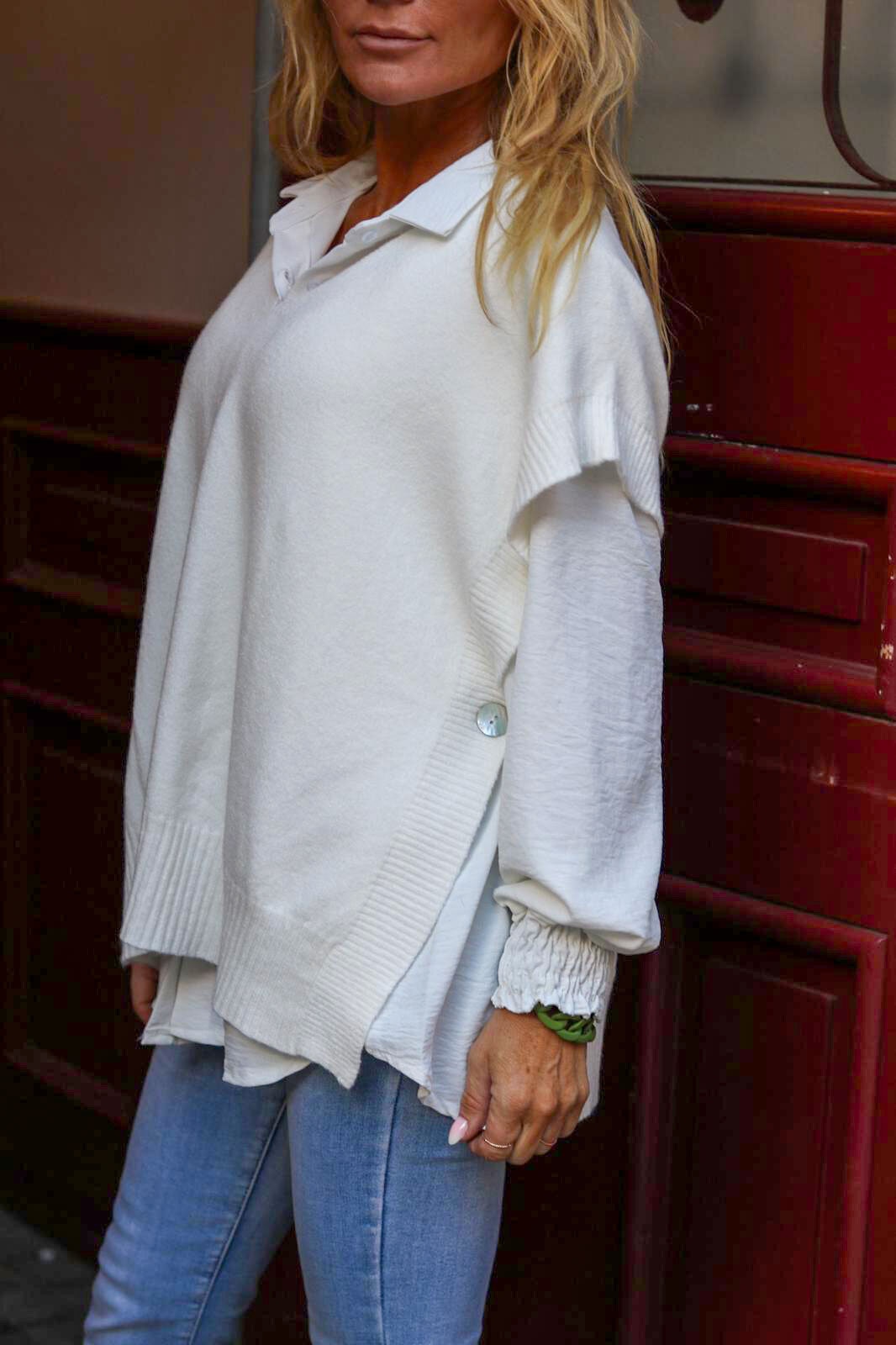 Annelie fine knit vest - White