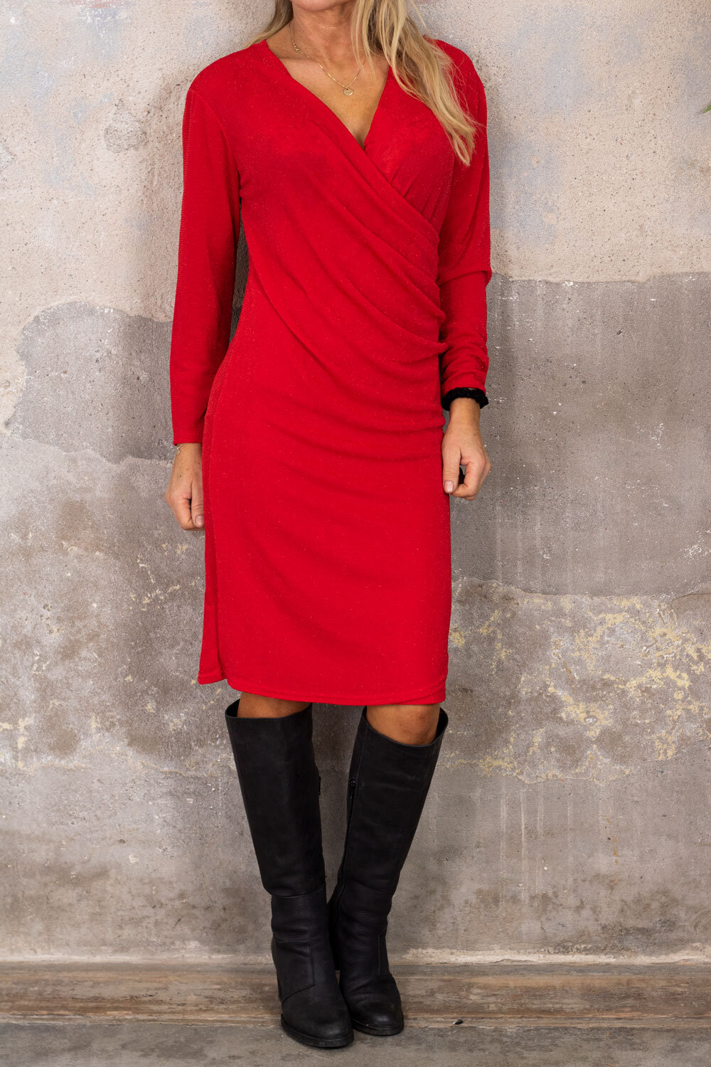 Annie - Glittery dress with Wrap - Red