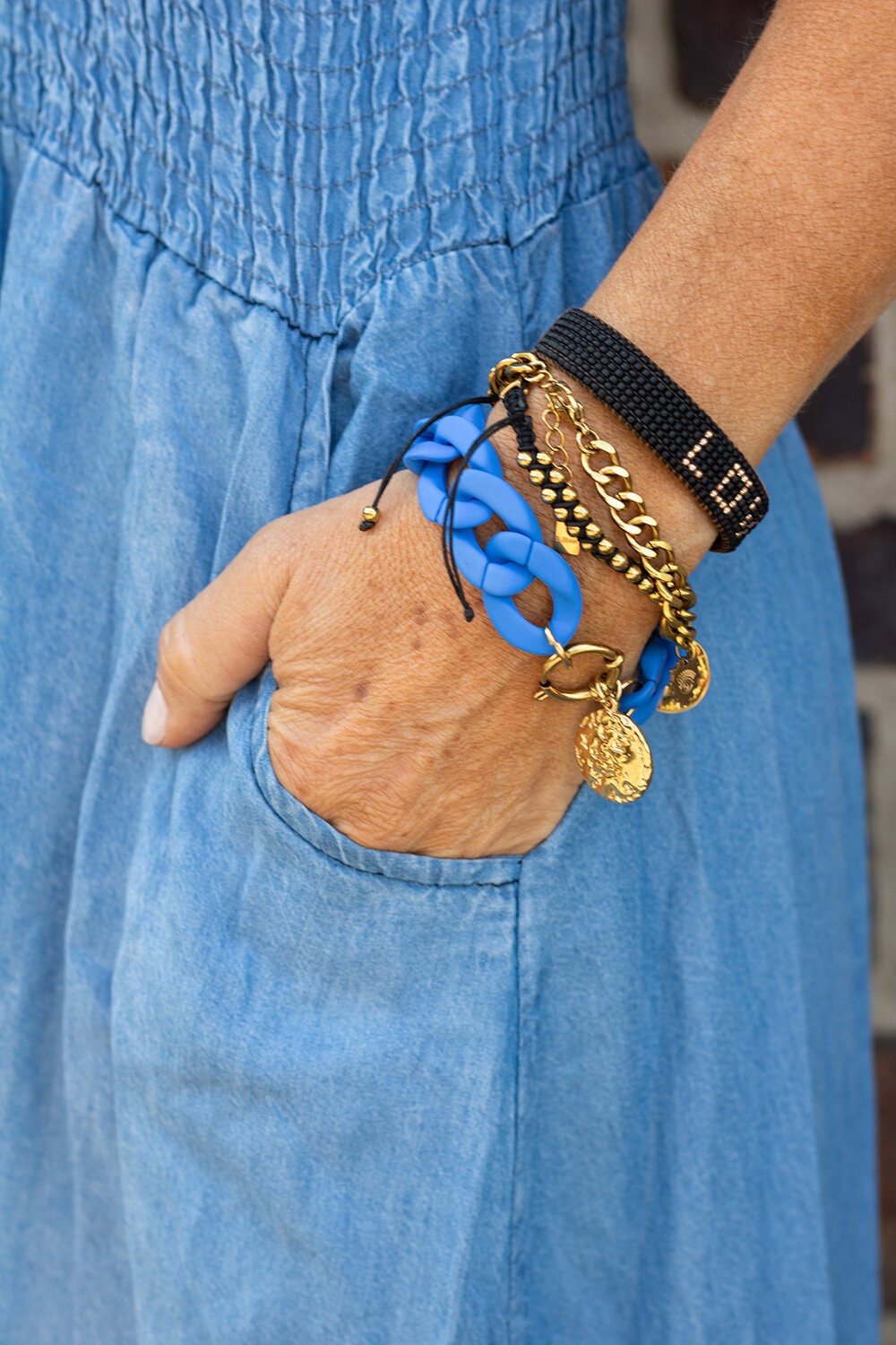 Bracelet - Wide chain - Blue