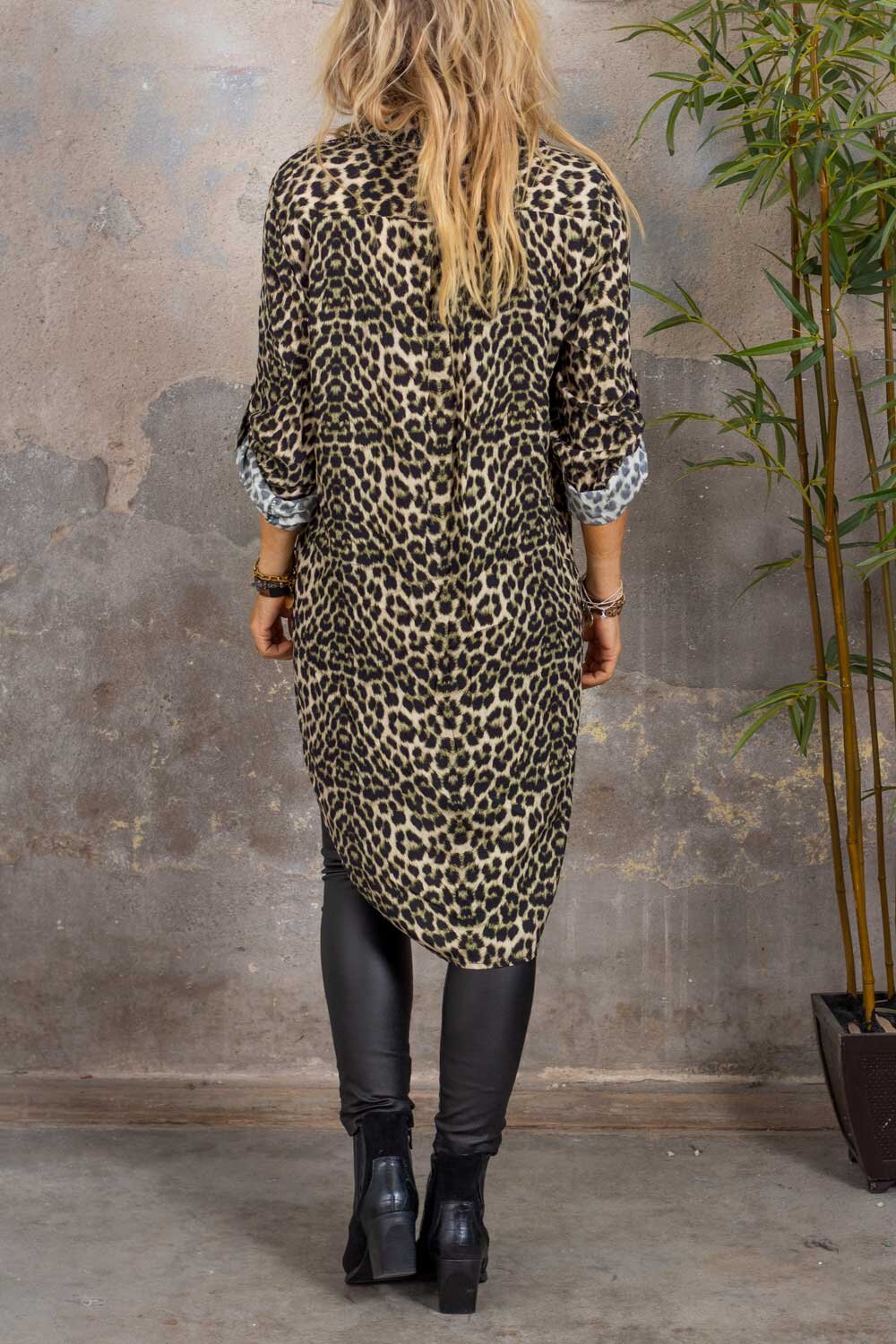 Aurora long shirt - Leopard - Khaki