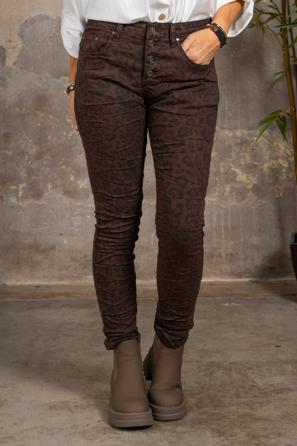 Pants 90089 - Leopard Print - Choco