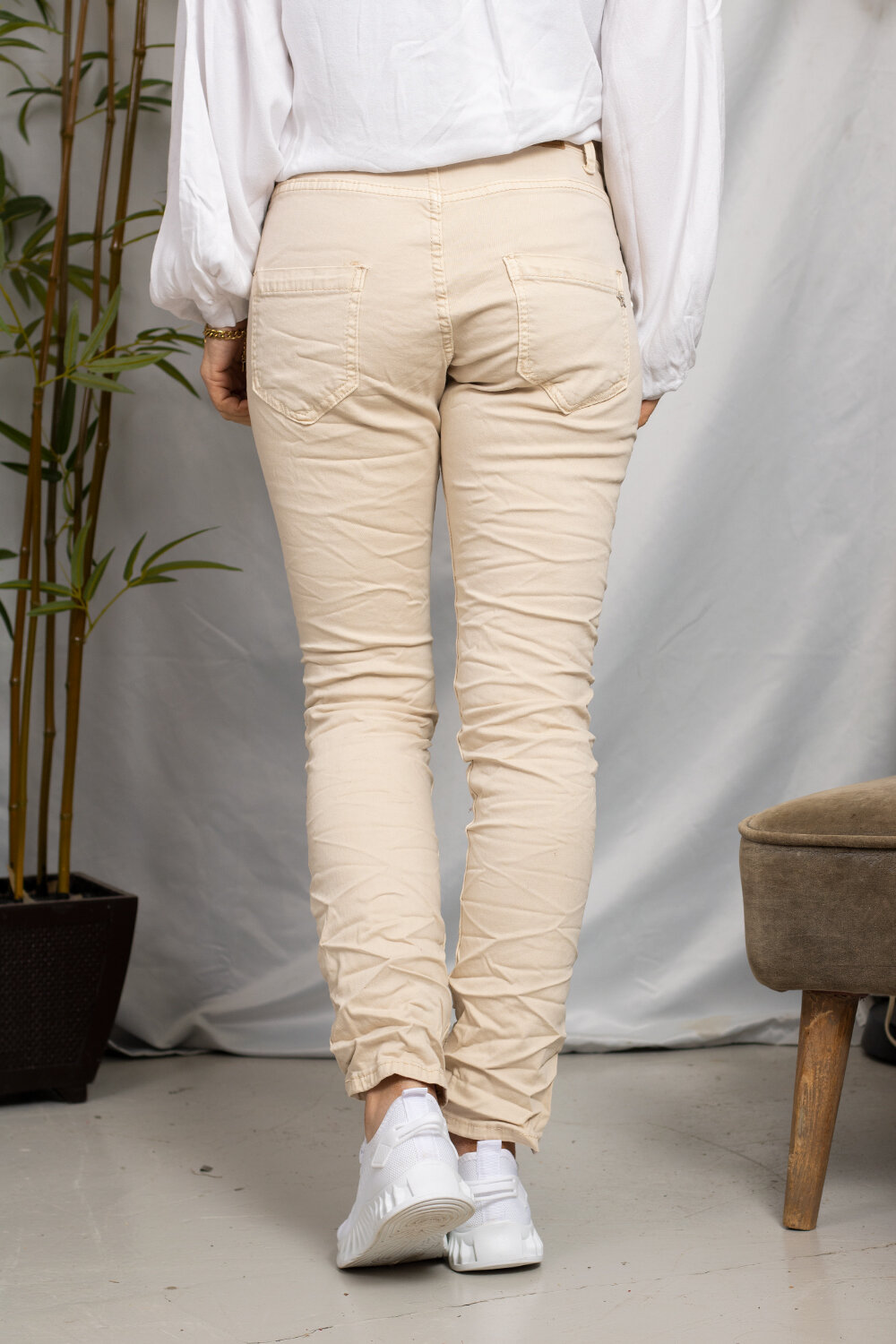 Pants 98350 - Buttons on the side - Beige