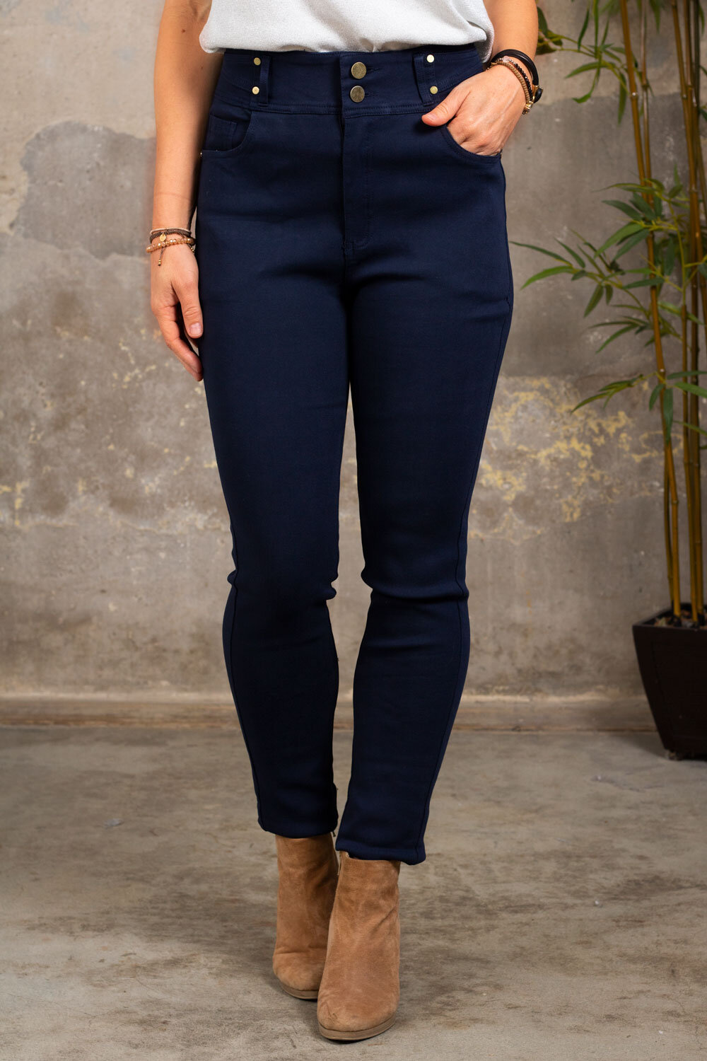 Trousers with Gold Details - NL83045 - Navy