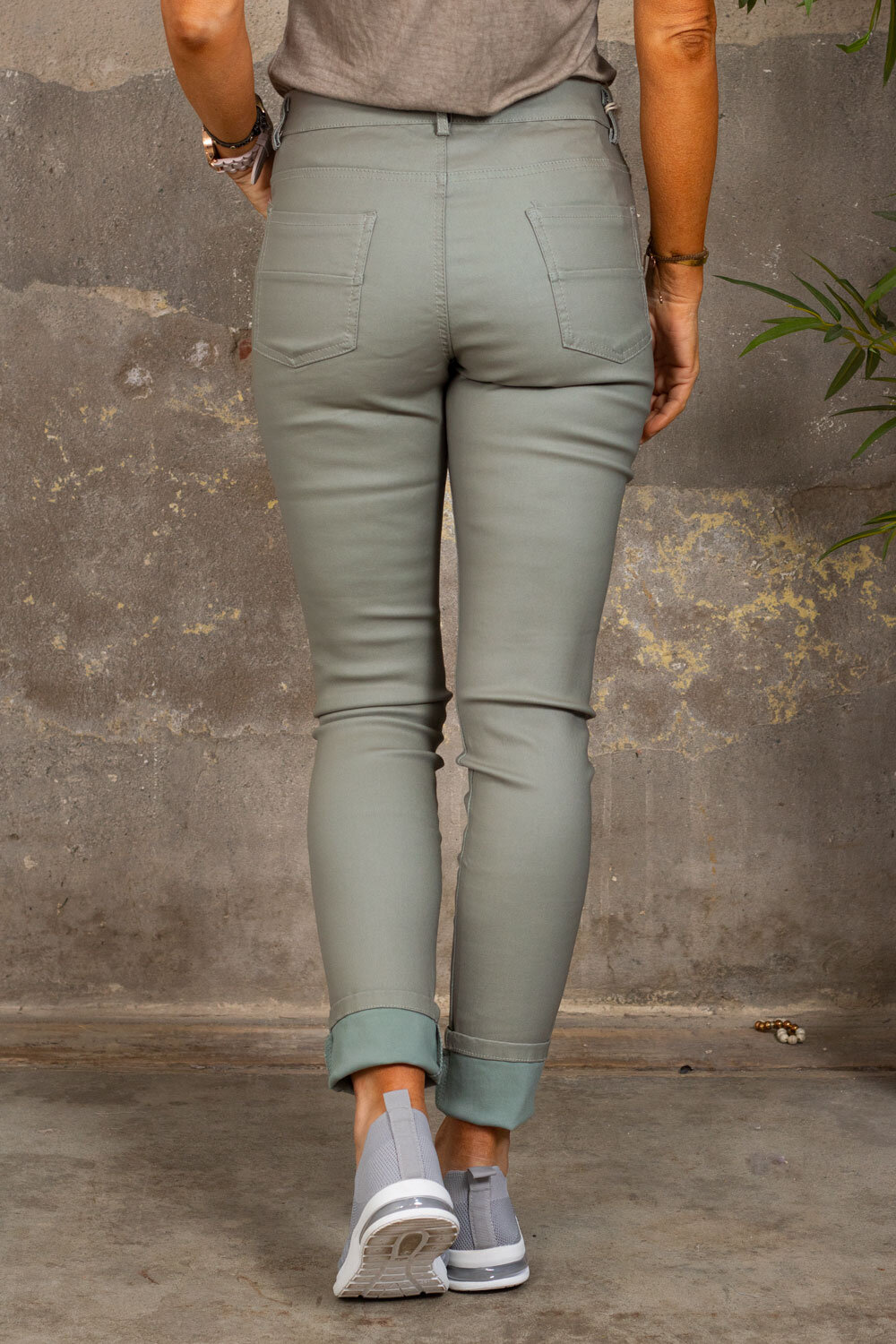 Waxed trousers CL1503 - Zippers - Ljus Khaki