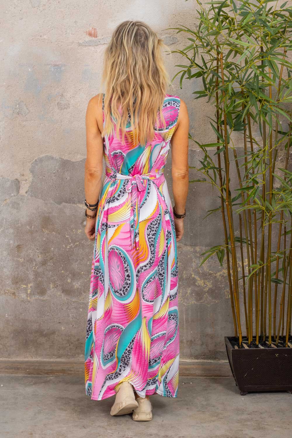 Carly long dress - Multi pattern - Pink