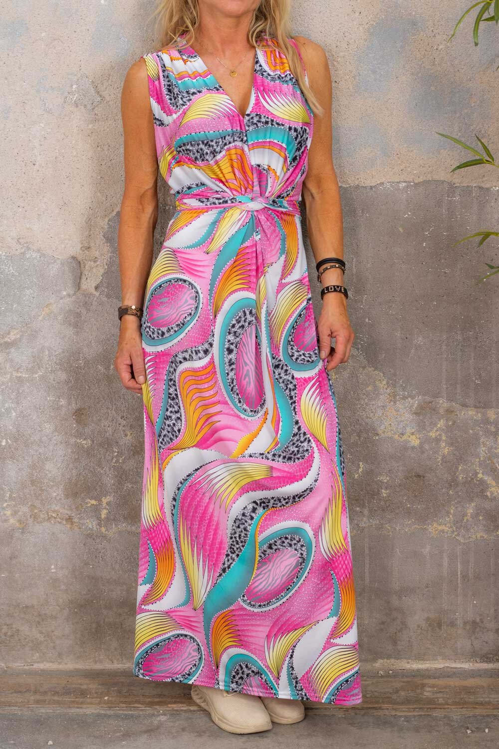 Carly long dress - Multi pattern - Pink