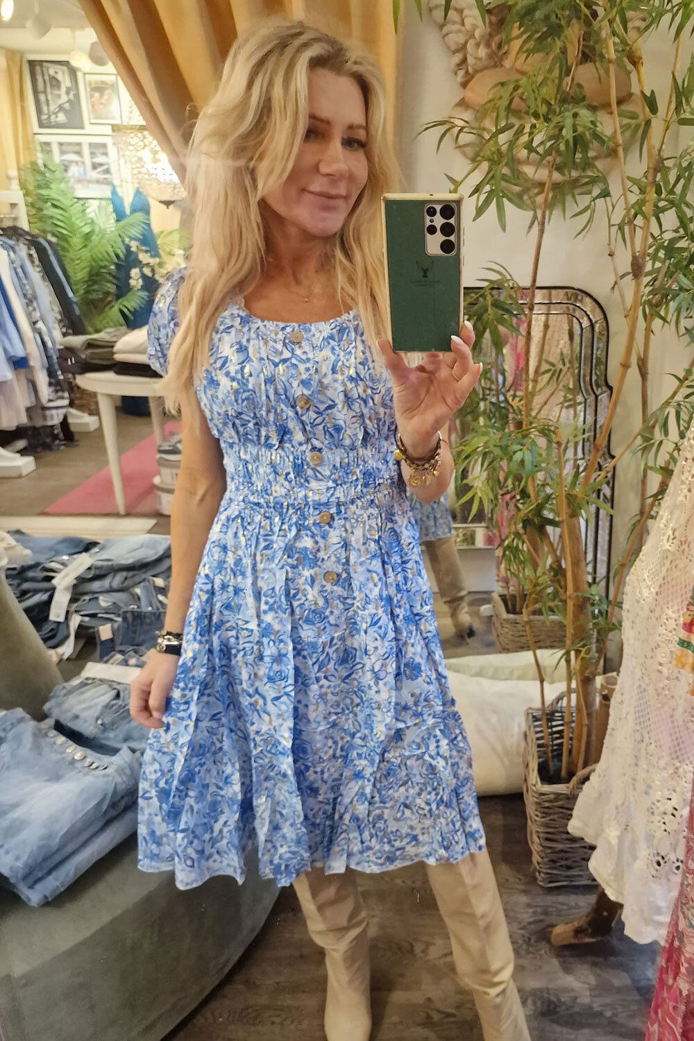 Elsi klänning - Rosor - Blå