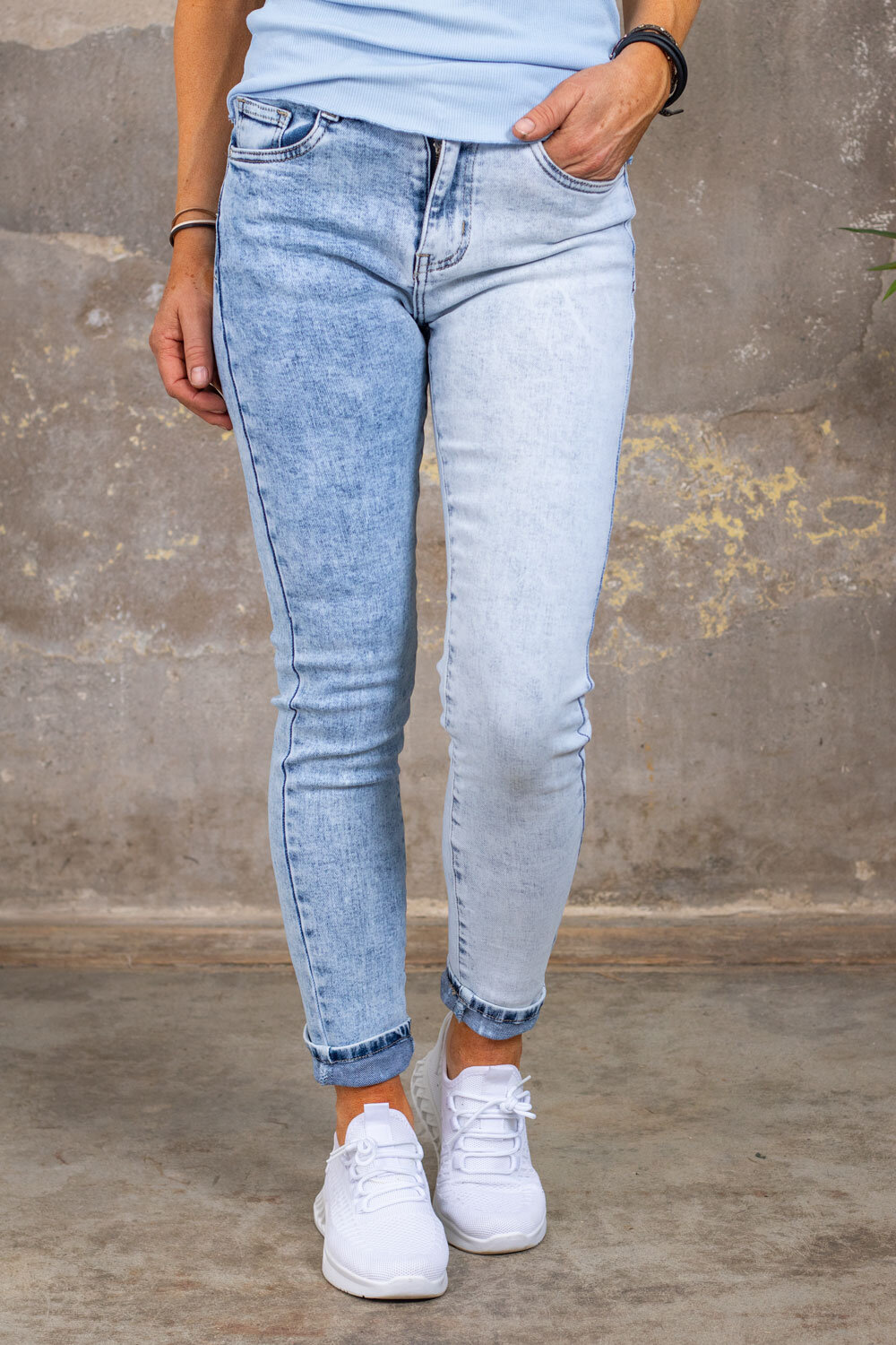 Two-tone jeans F6819 - Stone wash