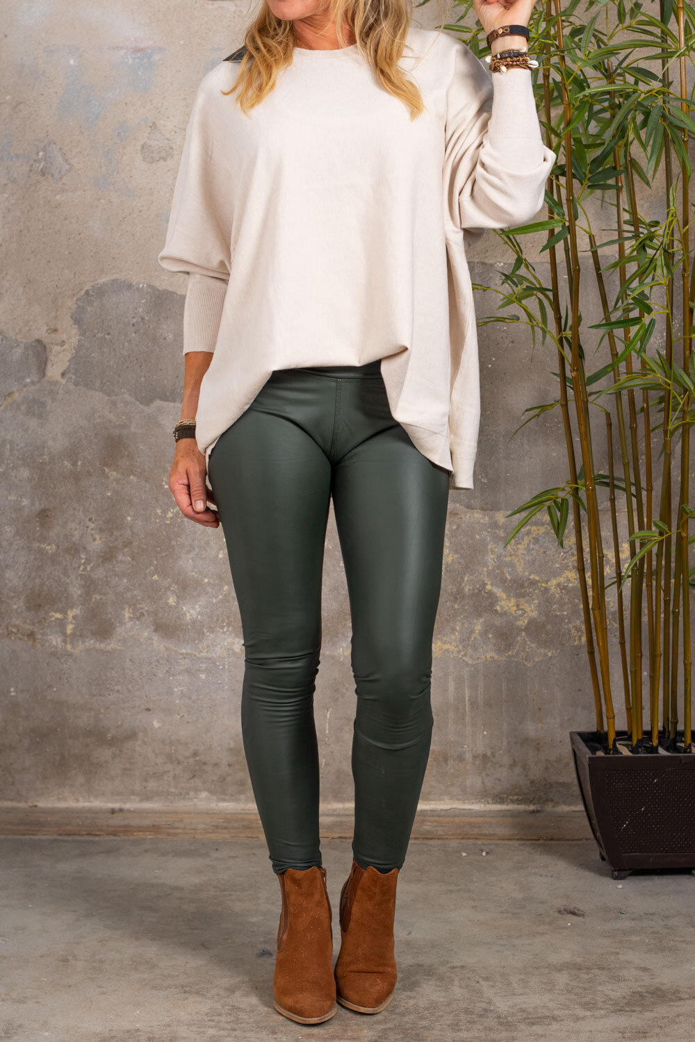 Faux leather leggings - LM1060 - Army green