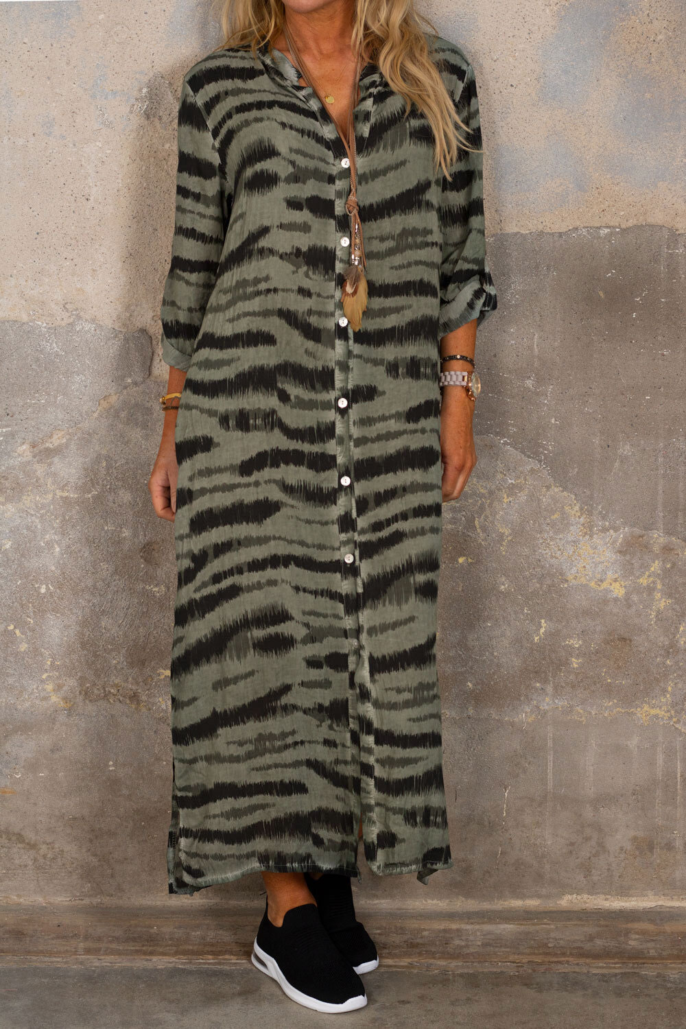 Felicia Long Shirt - Zebra - Khaki