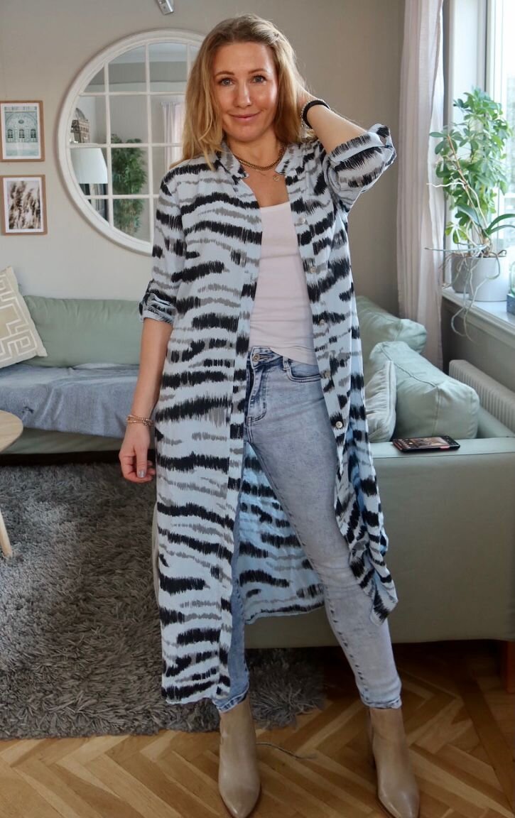 Felicia Långskjorta - Zebra - Blå