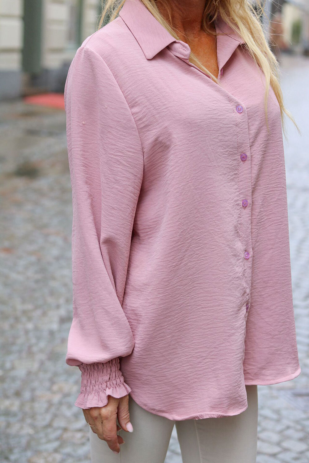 Fredrika Shirt - Elastic sleeves - Old pink