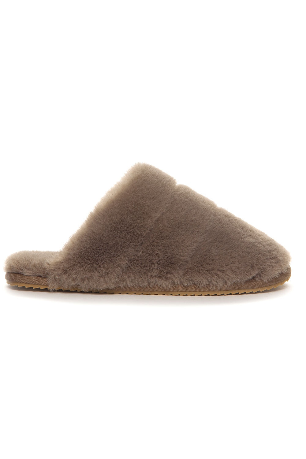 Faux Fur Slippers - Taupe