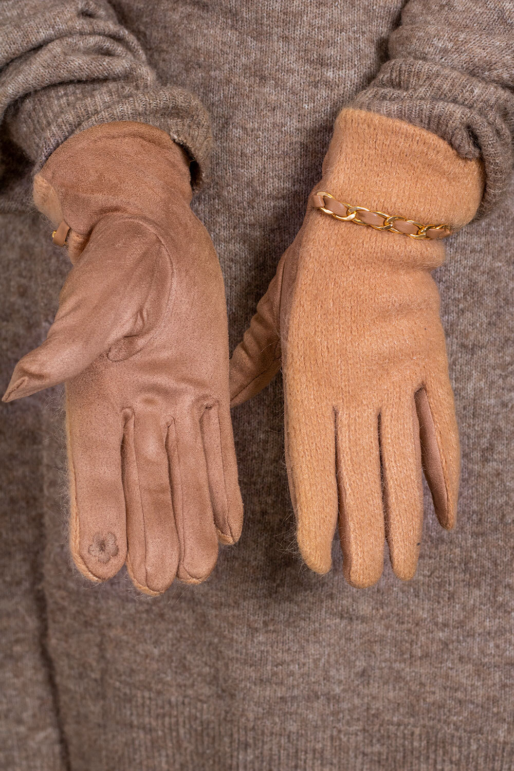 Gloves - Gold detail - Taupe