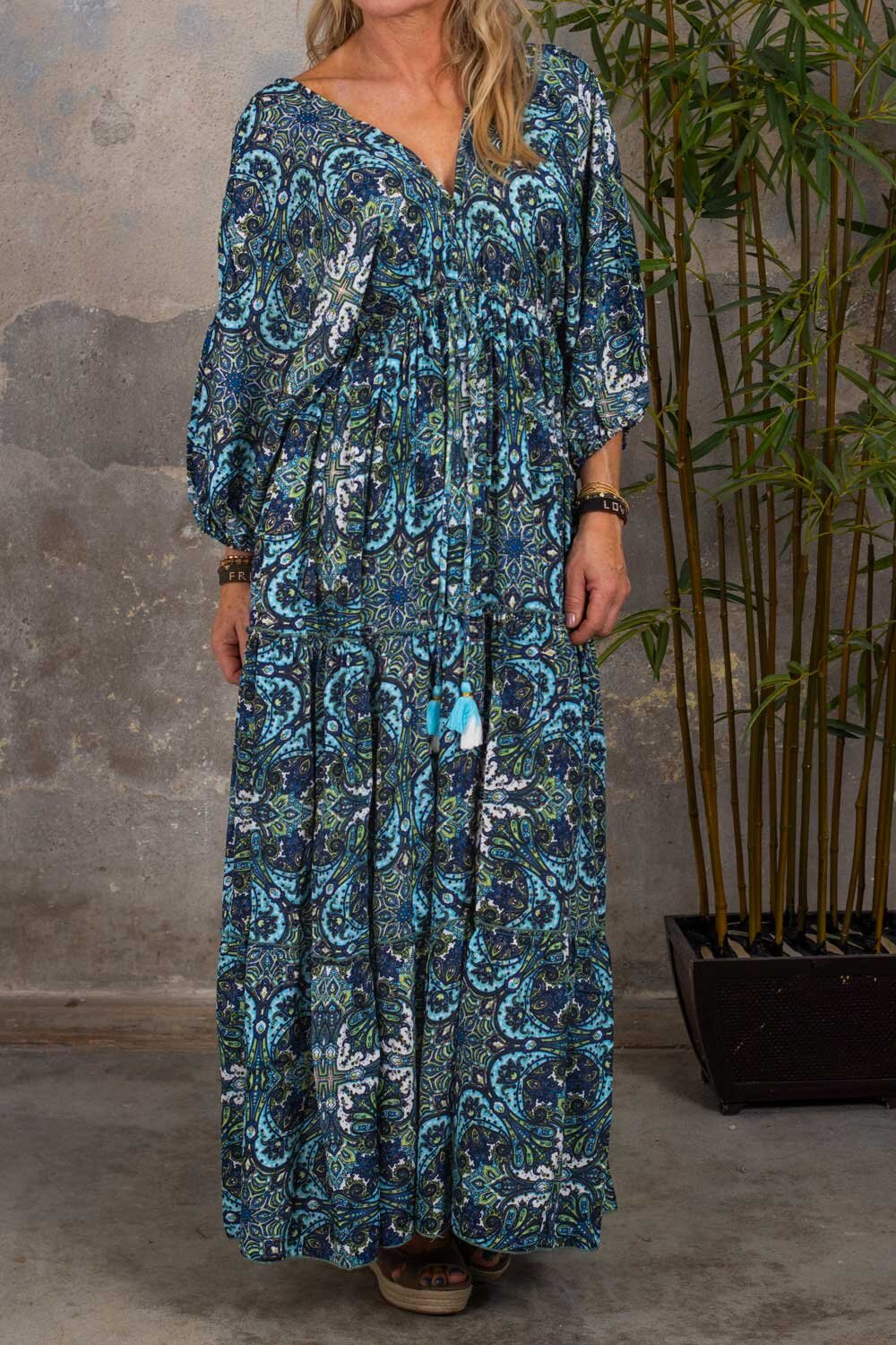 Hedwig Patterned long dress - Blue