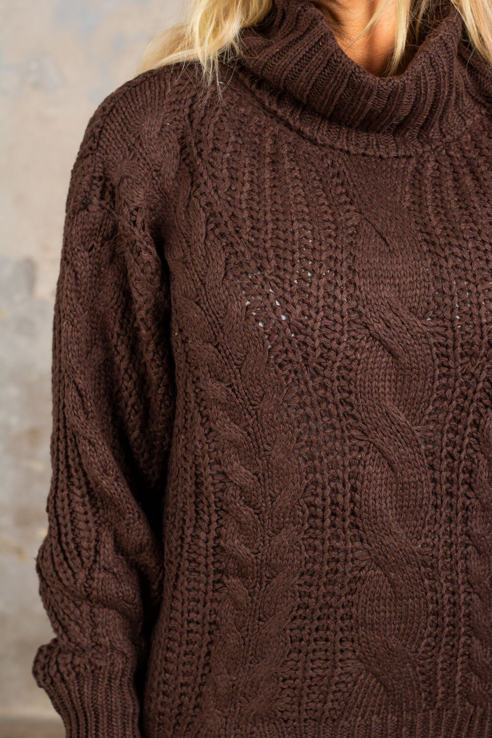 Heidi Cable knit sweater - Choco
