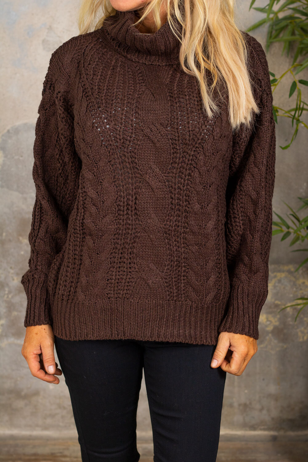 Heidi Cable knit sweater - Choco