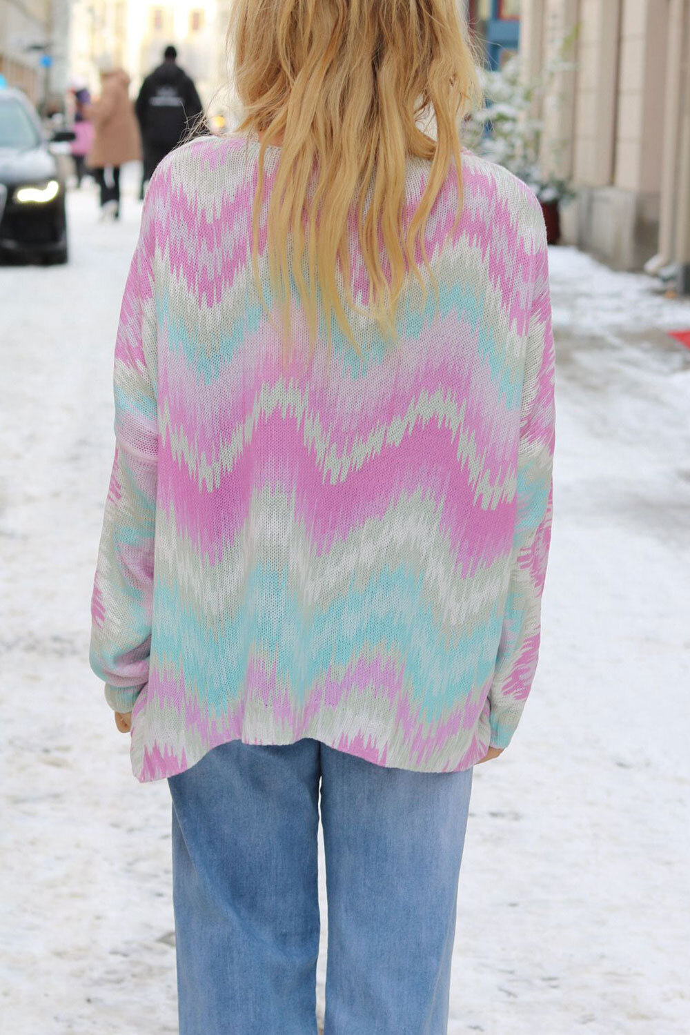 Indie Fine knit sweater - Zigzag - Pink