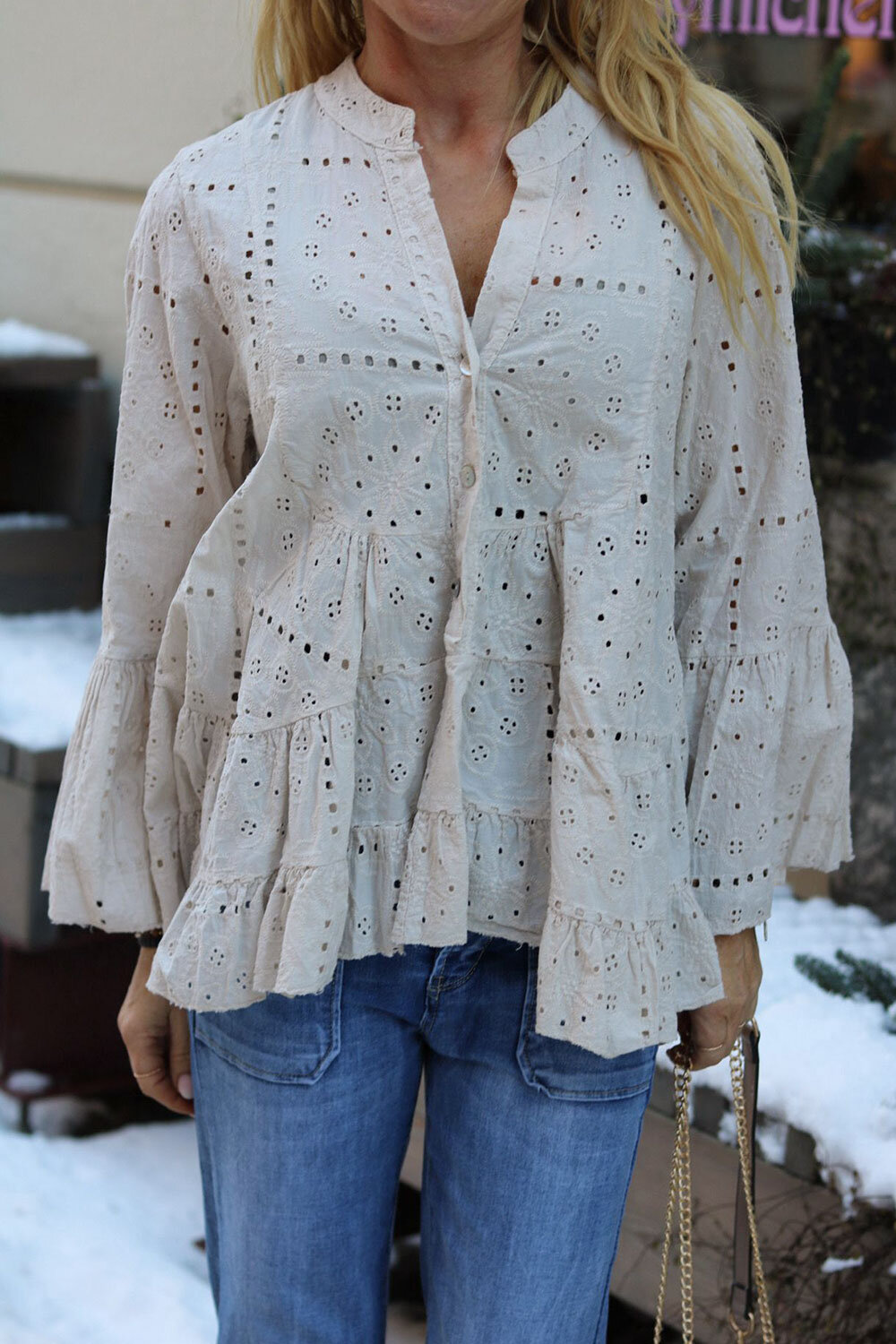 Ingela Embroidered blouse - Beige