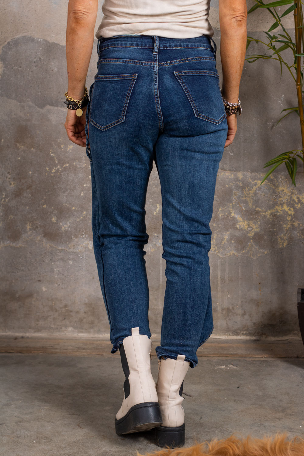 Jeans med Omlott - F058 - Denim