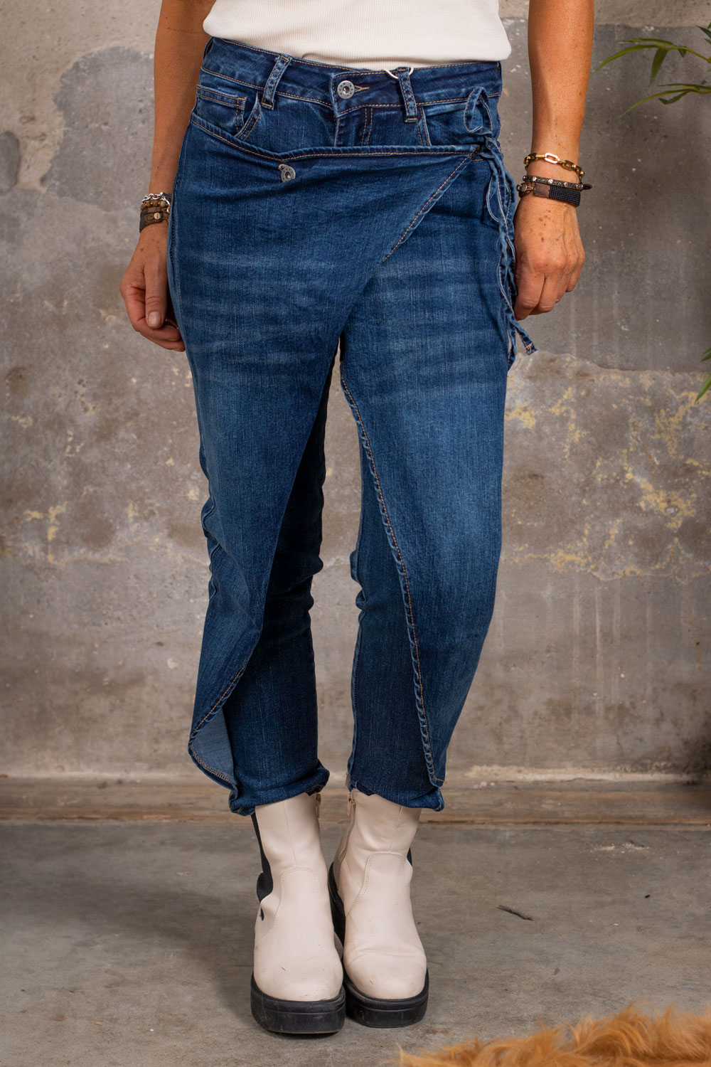 Jeans with Wrap - F058 - Denim