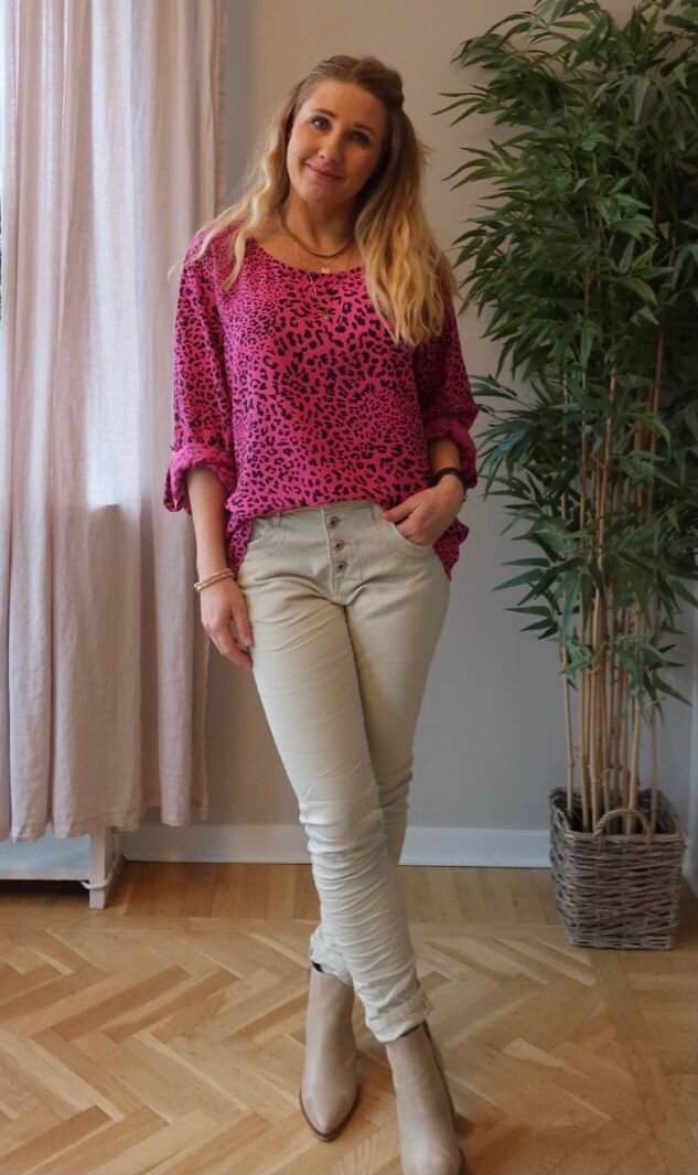 Jennifer blouse - Leopard pattern - Cerise