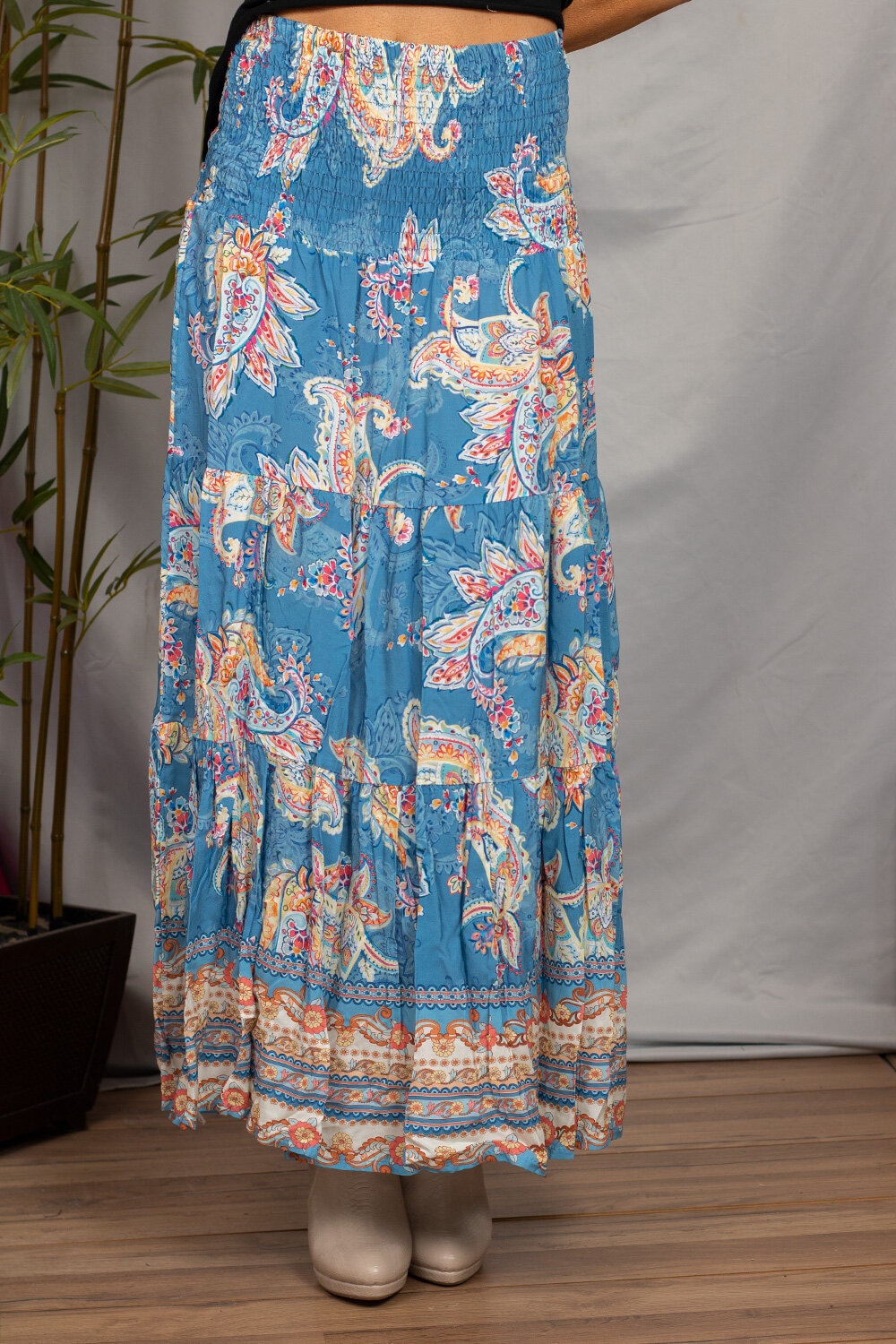 Lång kjol - Paisley - Blå