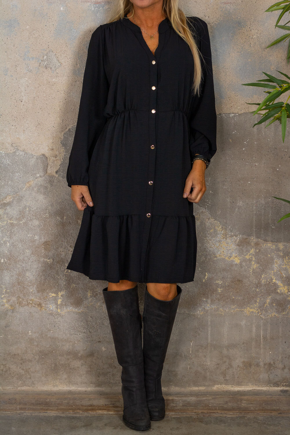 Long-sleeved Amanda dress - Black