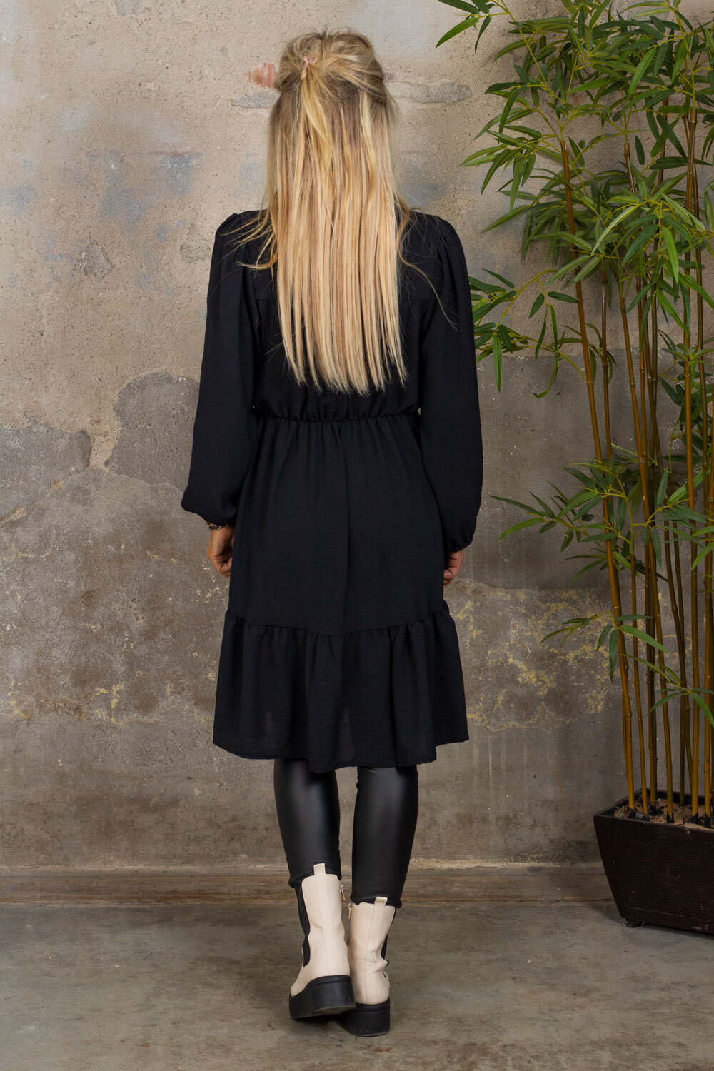 Long-sleeved Amanda dress - Black