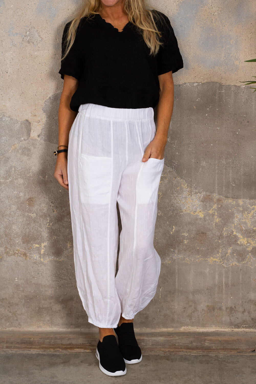 Linen pants - Pockets - White