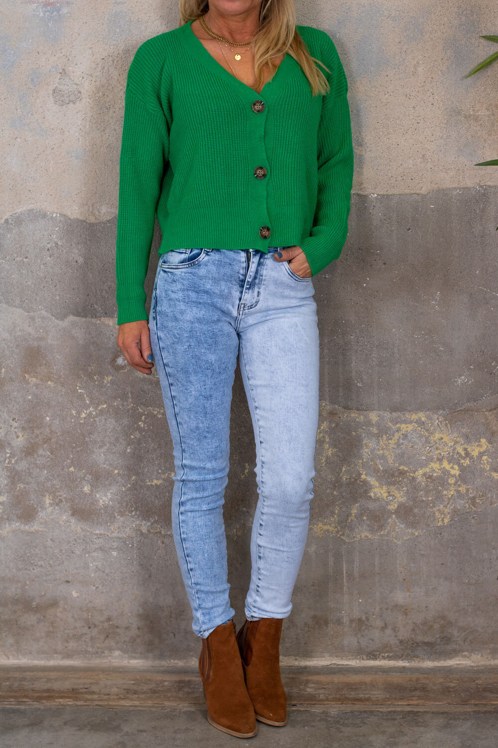 Lisa Short cardigan with buttons - Green