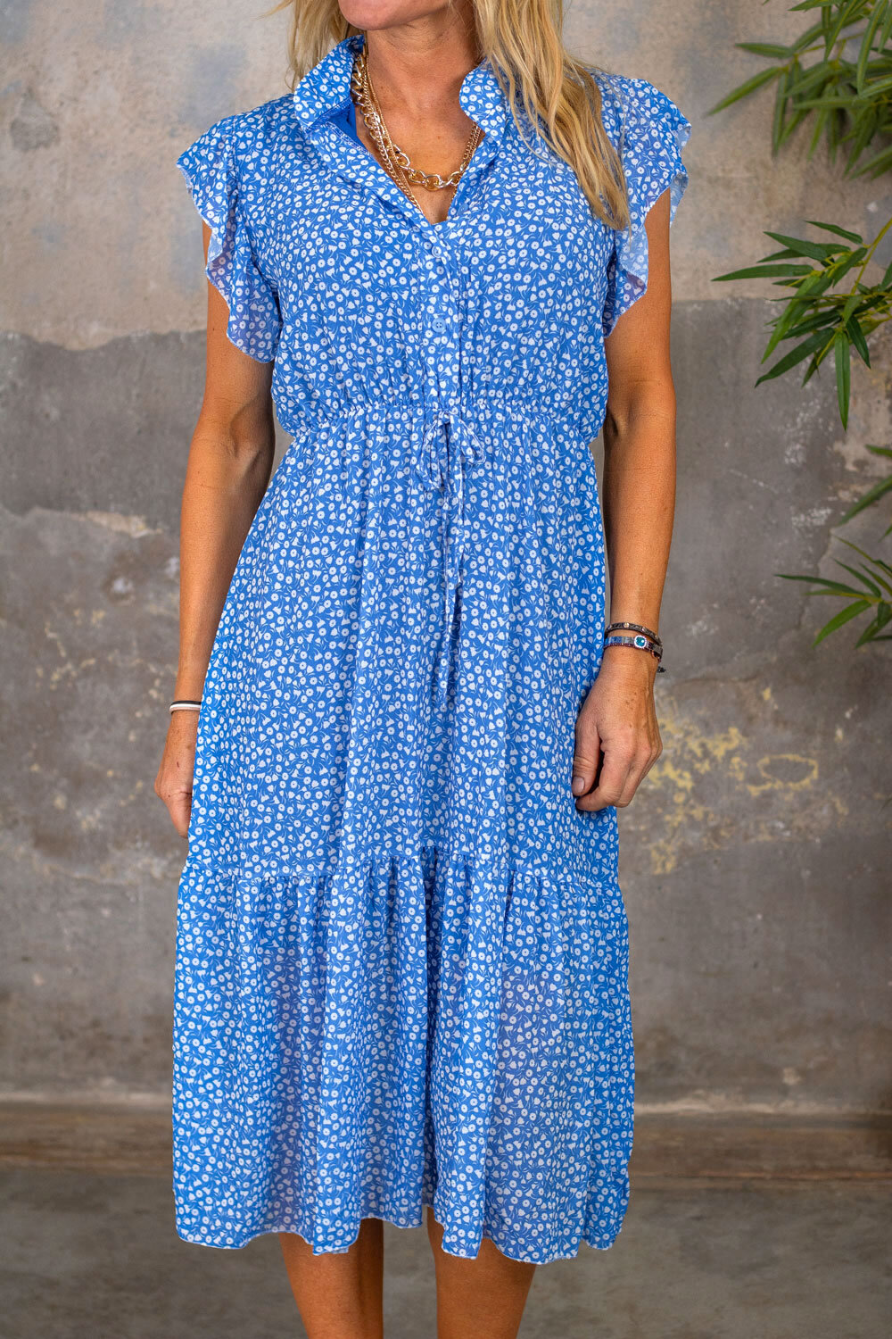 Loella floral chiffon dress - Blue