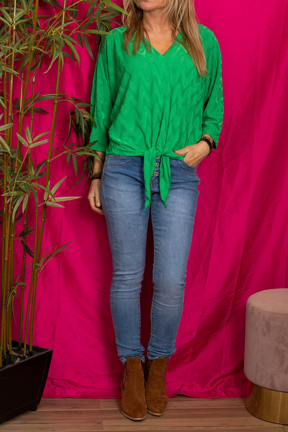 Macy top - Fine knit - Smaragd