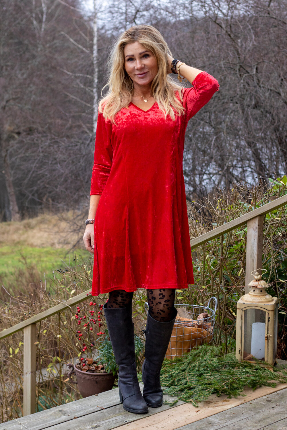 Mary Velvet dress - Red