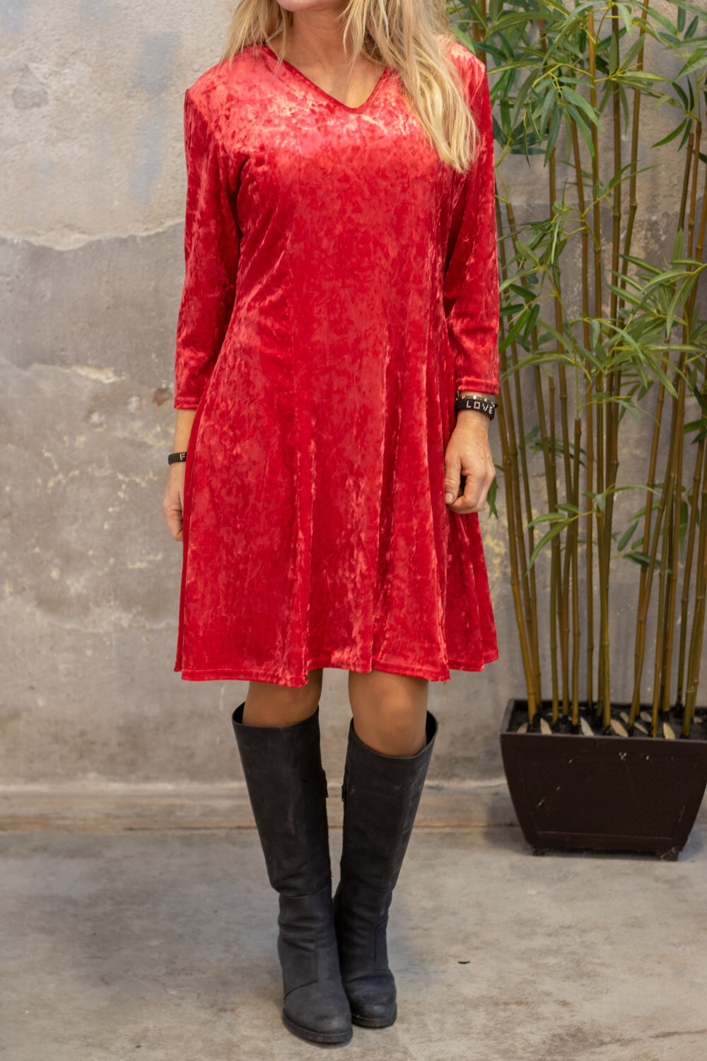 Mary Velvet dress - Red