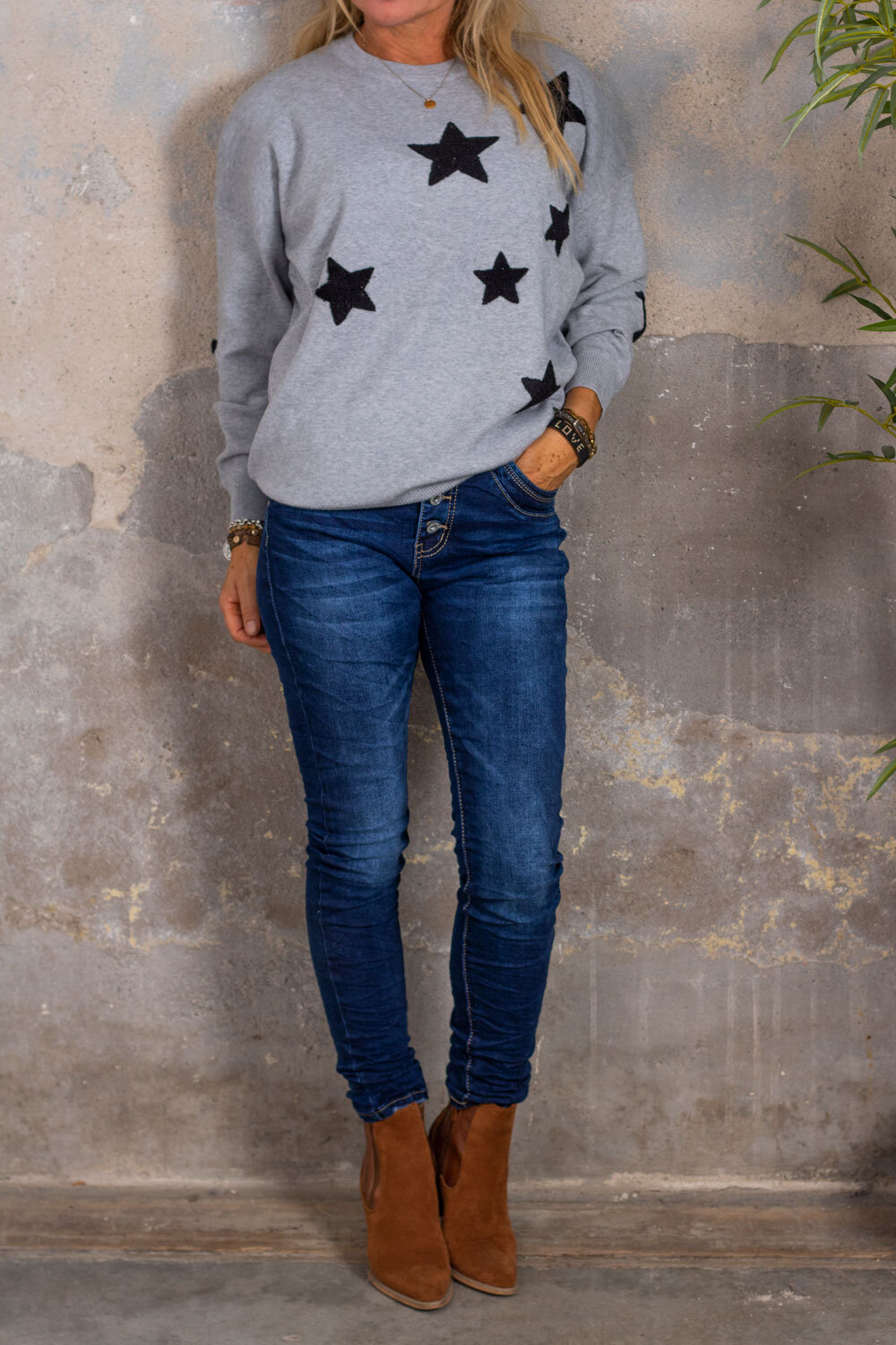 Matilda Sweater - Stars - Grey