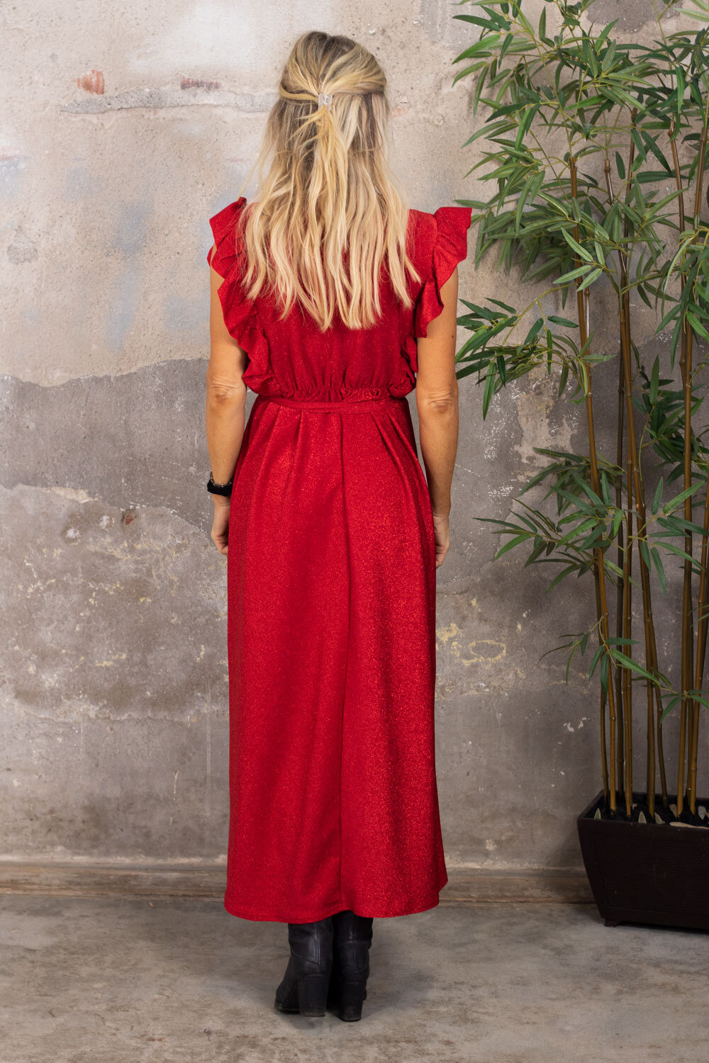 Megan Long Dress - Glitter - Red