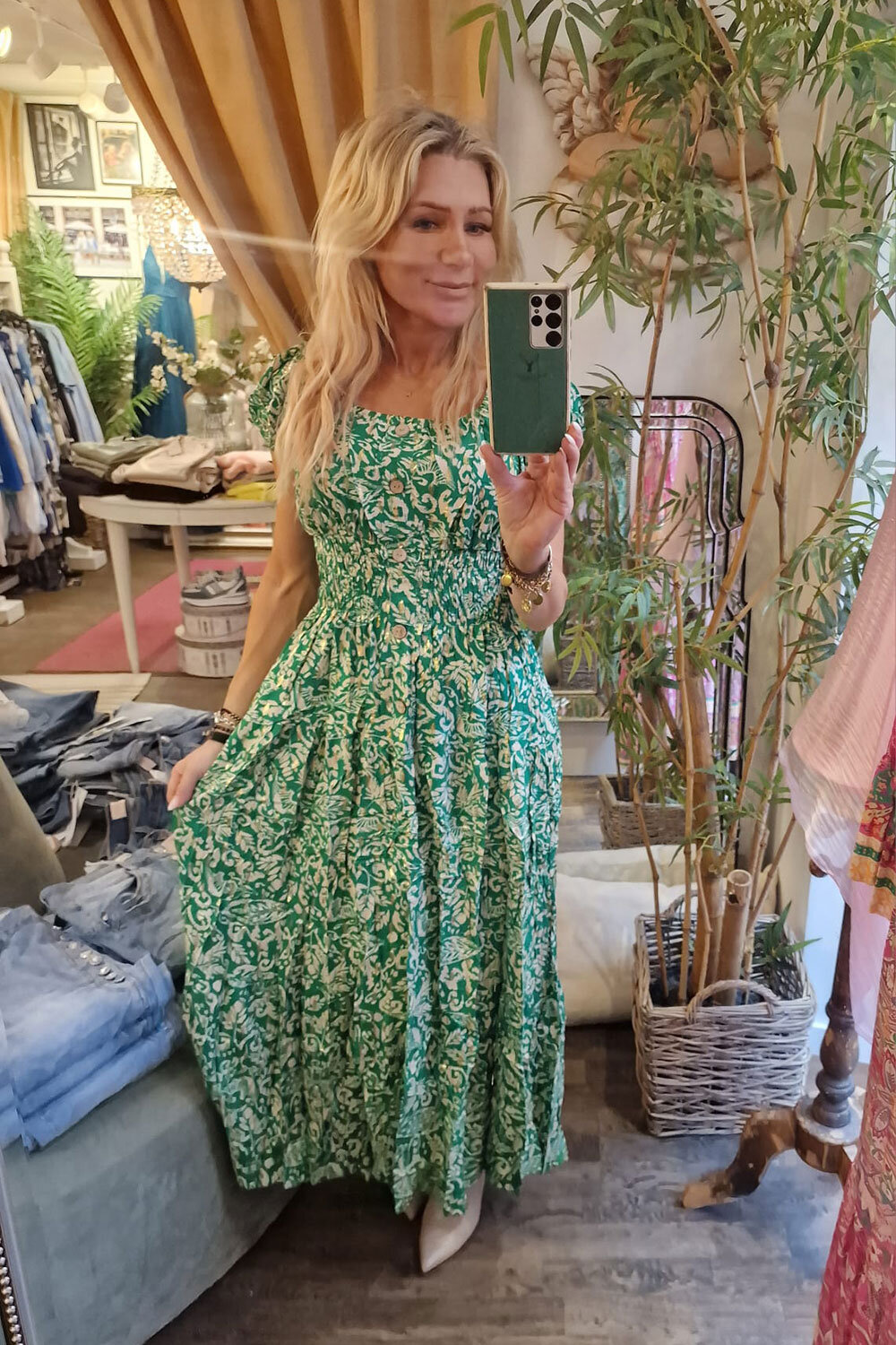 Meja long dress - Patterned - Green