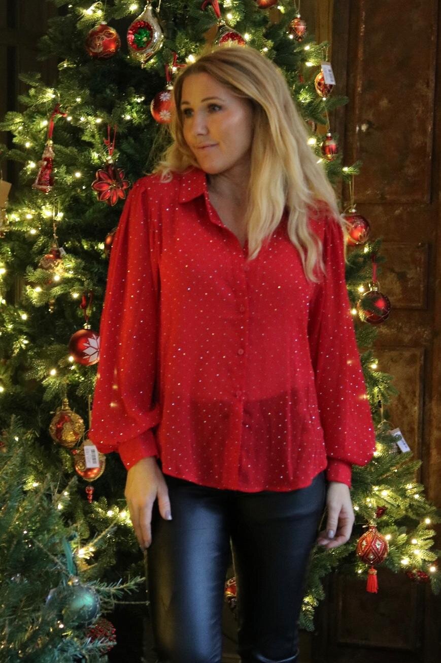 Miriam - Sparkly blouse - Red