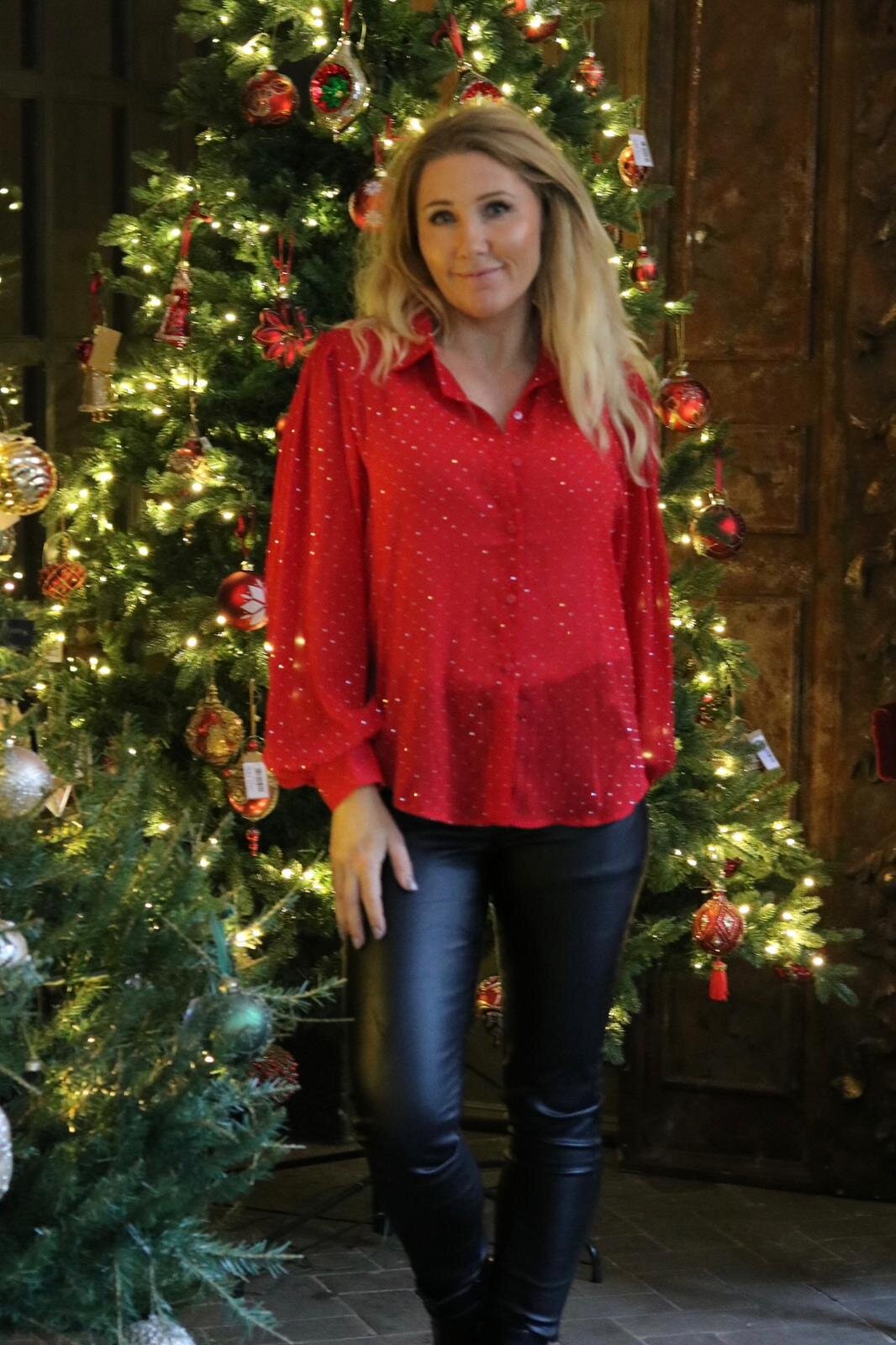 Miriam - Sparkly blouse - Red