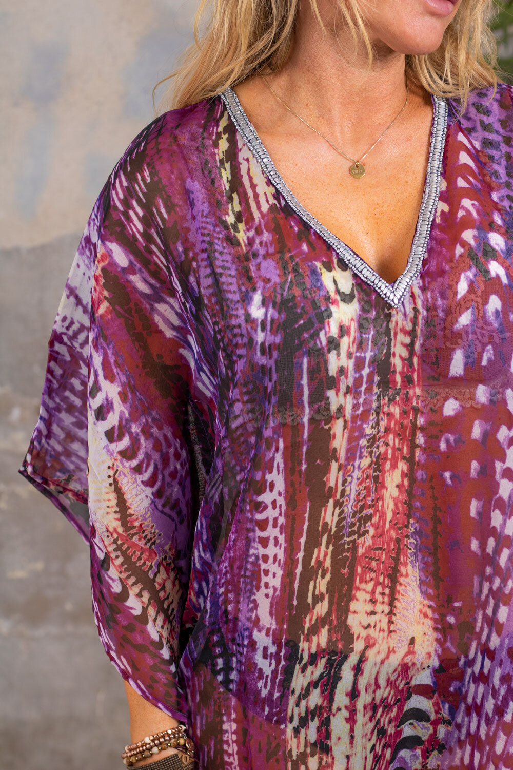 Myrtos Tunic - Snake pattern - Purple/Silver