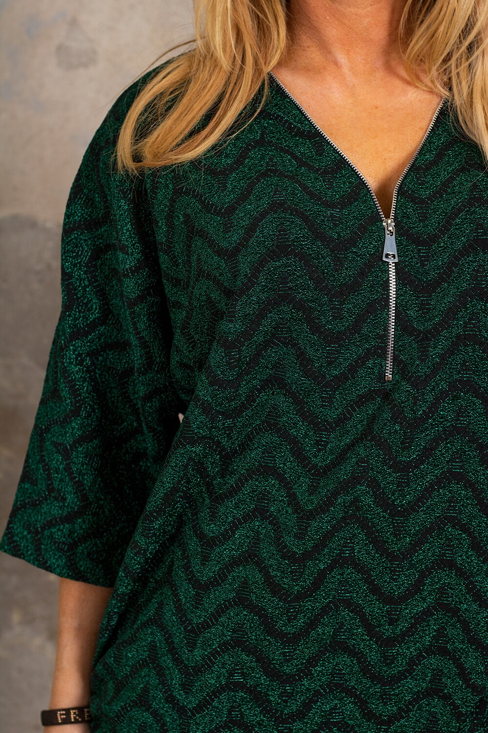 Natalia Glitter tunic - Wave pattern - Green