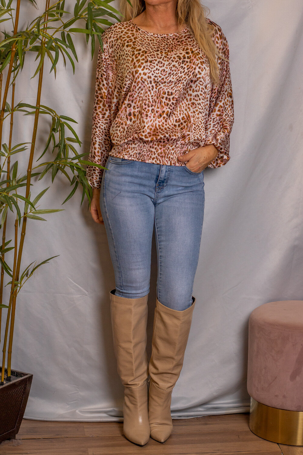 Ninni Leopard blouse - Pink