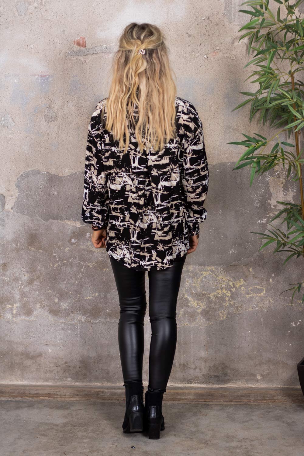 Octavia blouse - Graphic pattern - Black