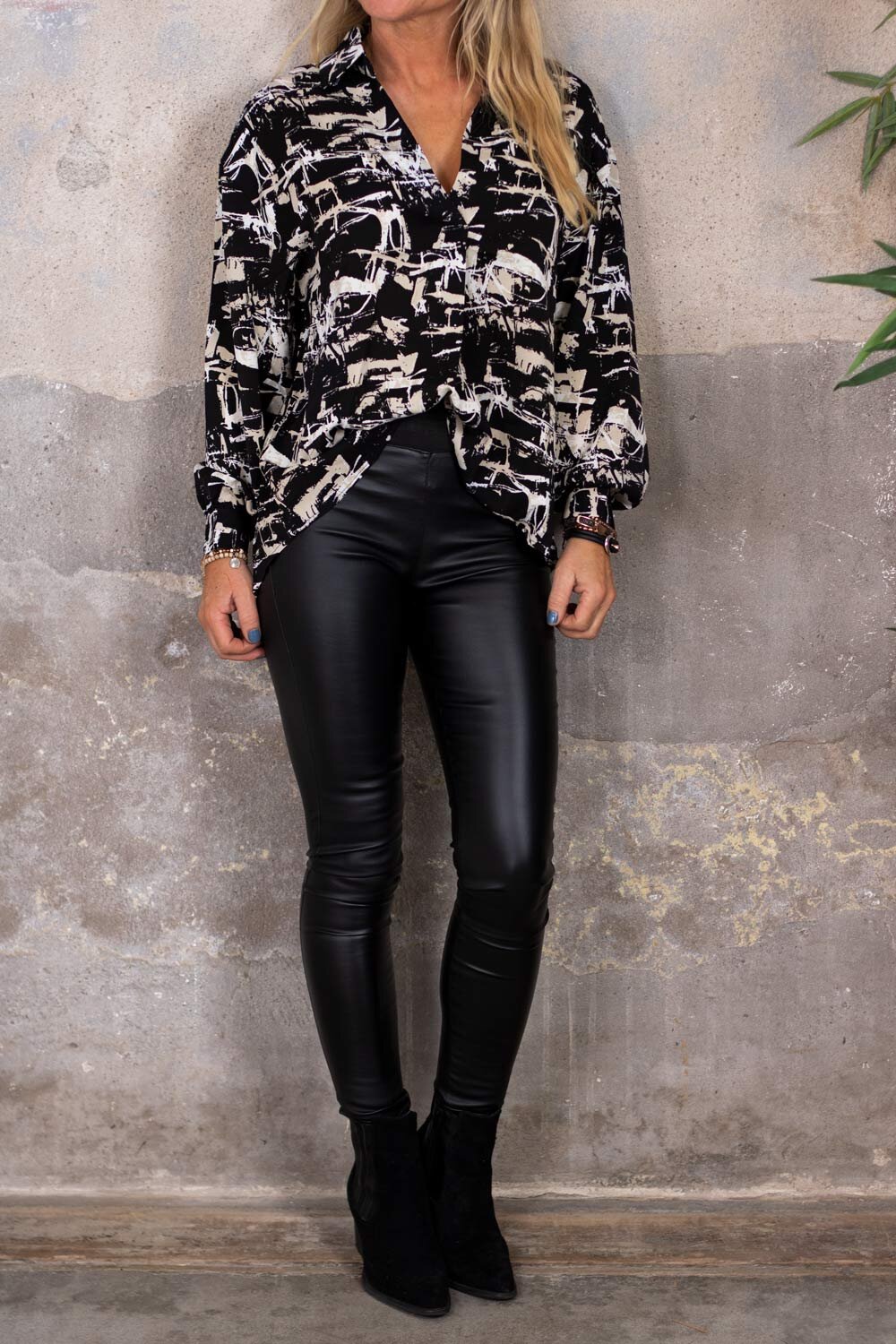 Octavia blouse - Graphic pattern - Black